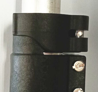Tent pole adjuster clamp connects two telescopic tent poles